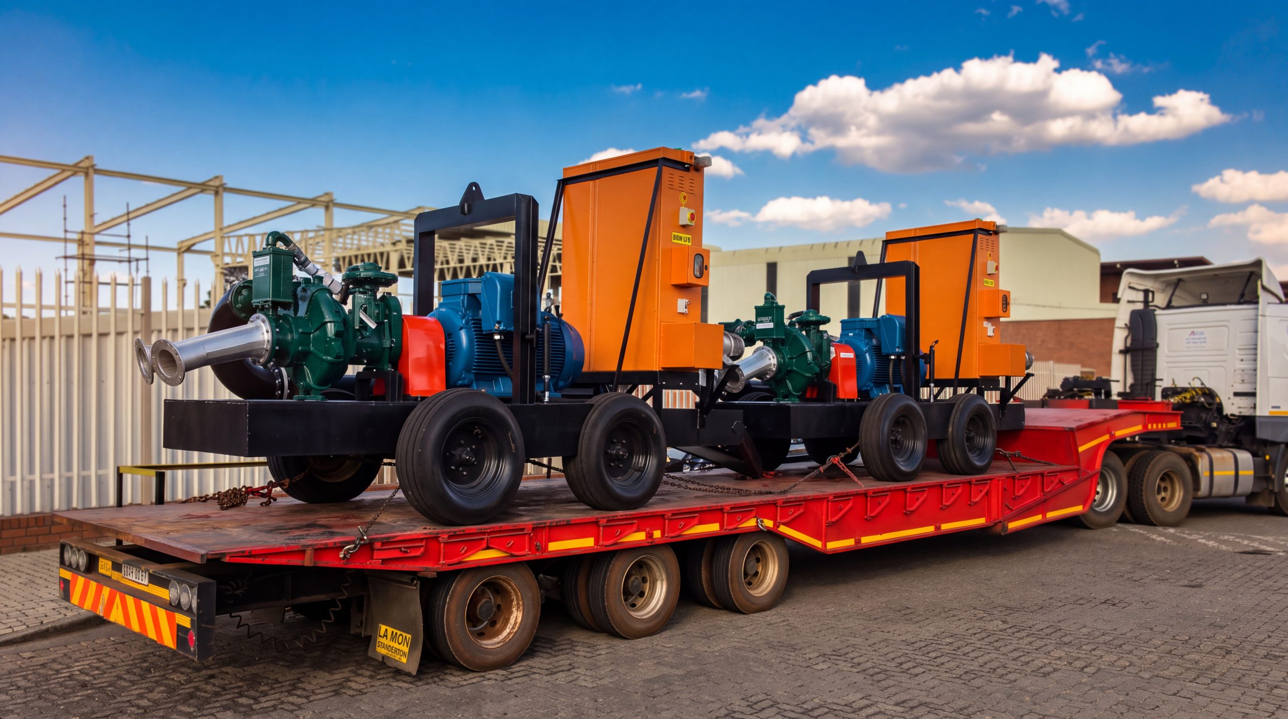 Trailer-mounted pump system with electric motor and control station